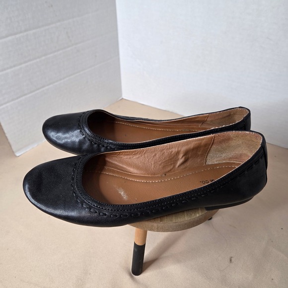 Frye & Co. Shoes - Frye & Co Womens Black Leather Whipstitch Round Toe Ballet Flats Shoes Size 8.5